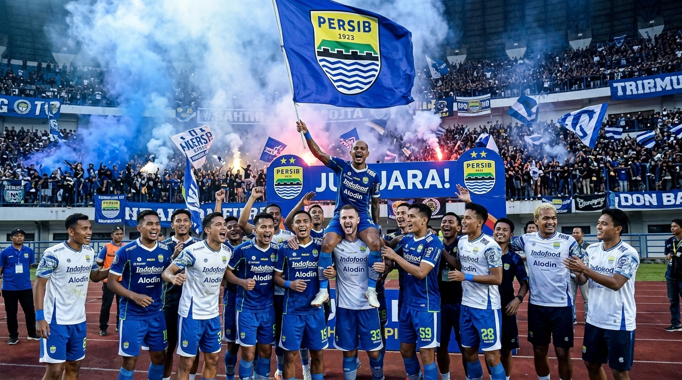 Persib Bandung: Sejarah, Prestasi, Skuad, dan Perjalanan di Liga Indonesia. buatkan gambar