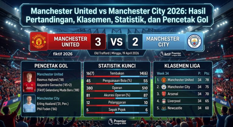 Manchester United vs Manchester City 2026: Hasil Pertandingan, Klasemen, Statistik, dan Pencetak Gol