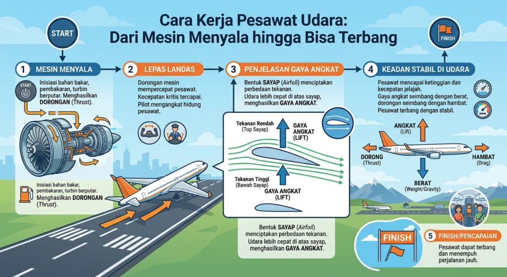 Cara Kerja Pesawat Udara: Dari Mesin Menyala hingga Bisa Terbang