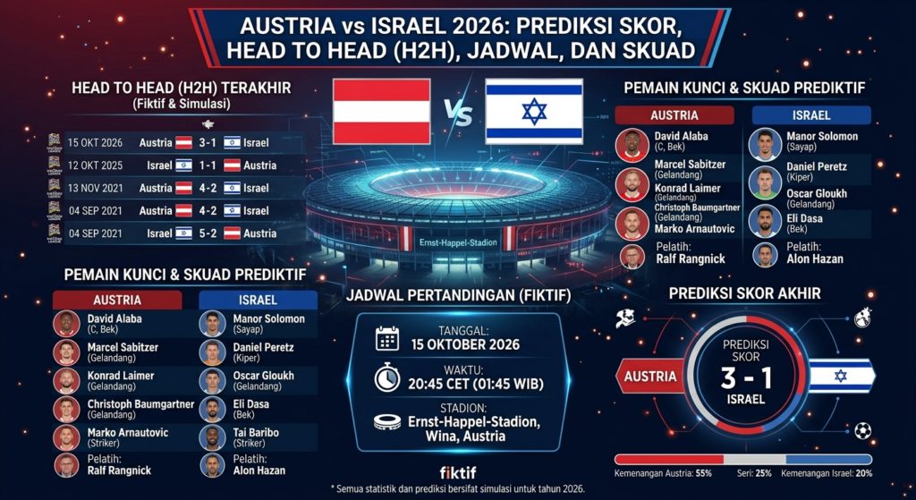 Austria vs Israel: Prediksi Skor, Head to Head, Jadwal, dan Susunan Pemain