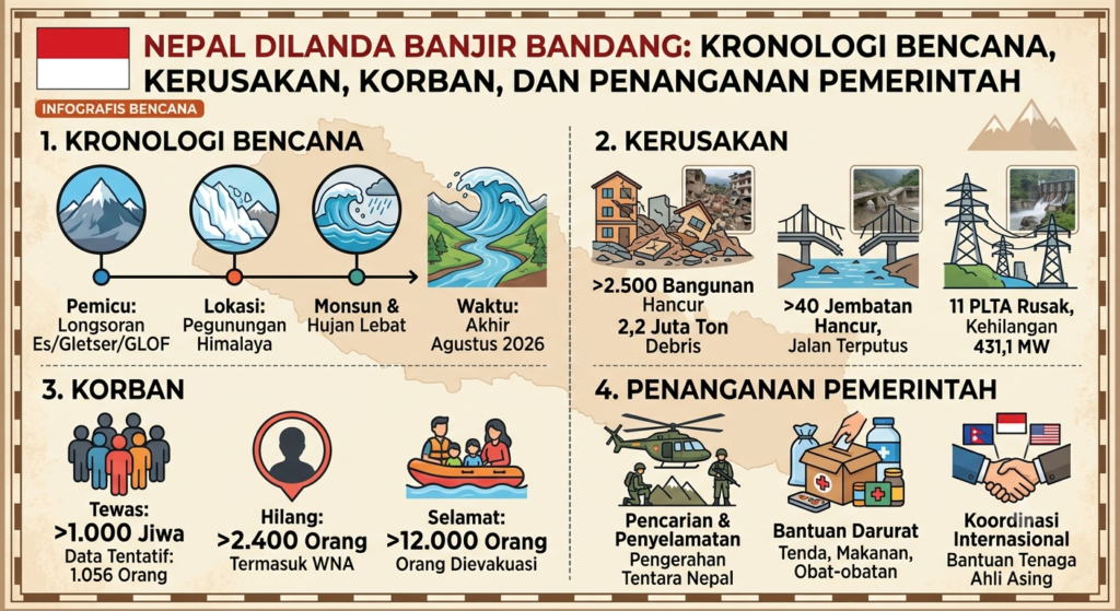 Nepal Dilanda Banjir Bandang: Kronologi Bencana, Kerusakan, Korban, dan Penanganan Pemerintah