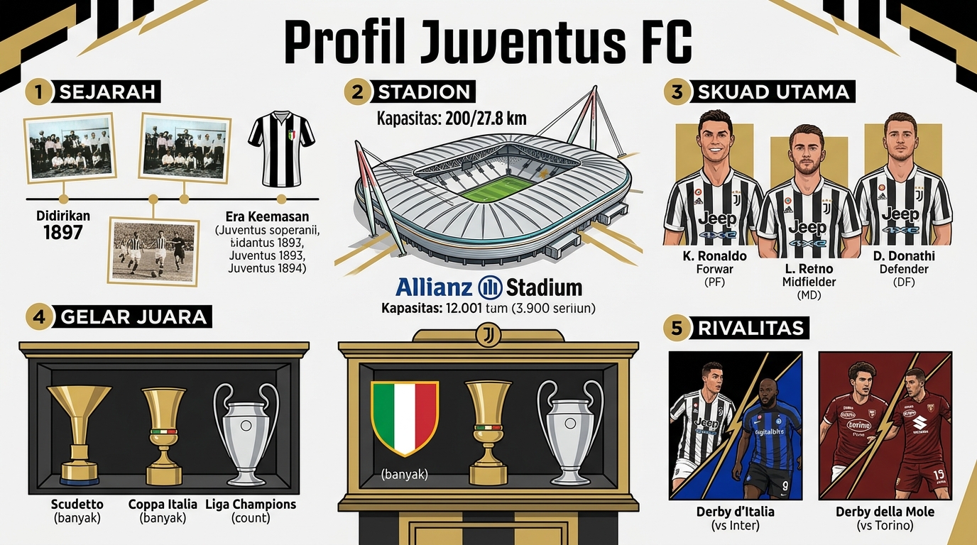 Profil Juventus FC: Sejarah, Stadion, Skuad, Gelar Juara, dan Rivalitas