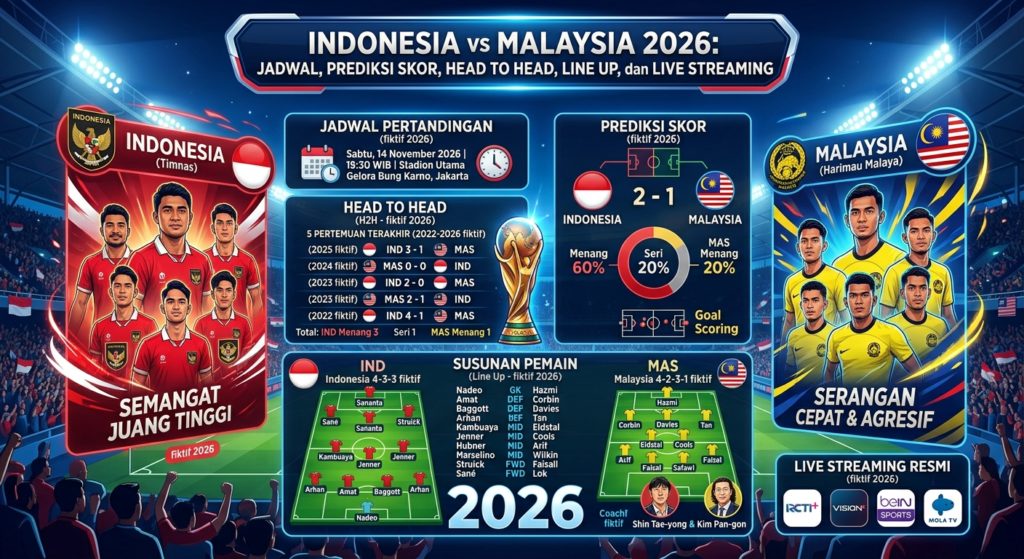 Indonesia vs Malaysia 2026: Jadwal, Prediksi Skor, Head to Head, Line Up, dan Live Streaming