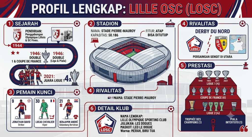 Profil Lille OSC Lengkap: Sejarah, Stadion, Pemain Kunci, Rivalitas, dan Prestasi