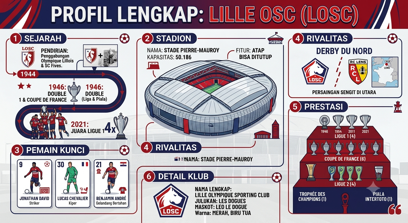 Profil Lille OSC Lengkap: Sejarah, Stadion, Pemain Kunci, Rivalitas, dan Prestasi