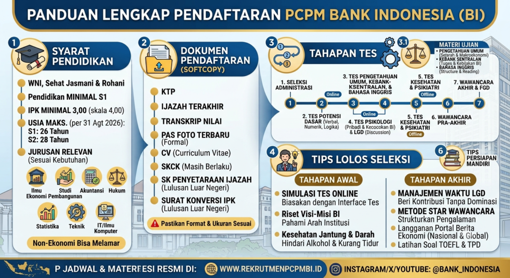 Seleksi PCPM BI: Tahapan Tes, Materi Ujian, Passing Grade, dan Tips Persiapan