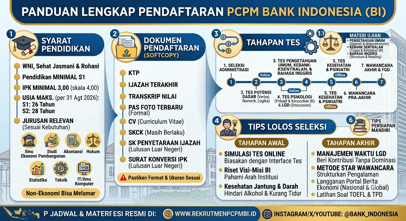 Seleksi PCPM BI: Tahapan Tes, Materi Ujian, Passing Grade, dan Tips Persiapan