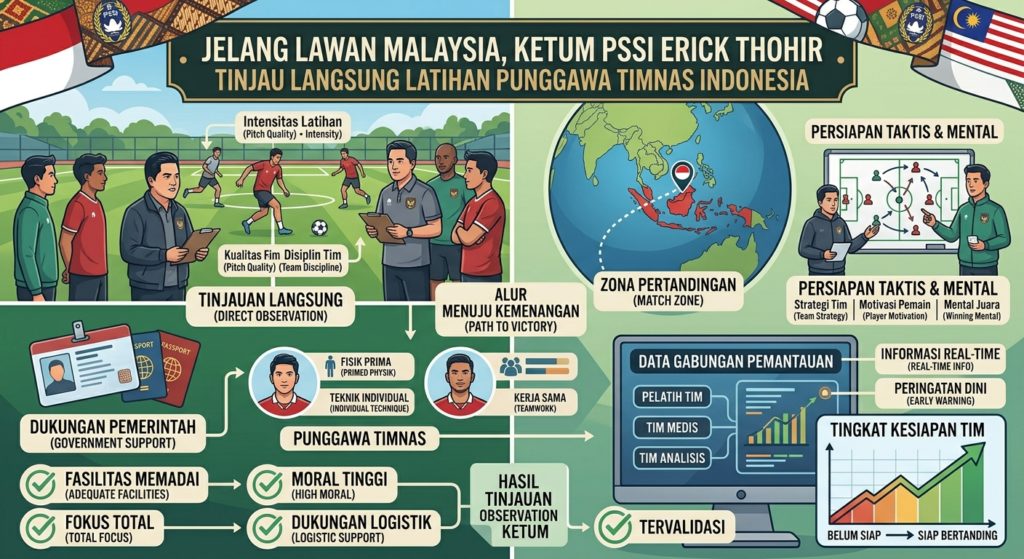 Jelang Lawan Malaysia, Ketum PSSI Erick Thohir Tinjau Langsung Latihan Punggawa Timnas Indonesia