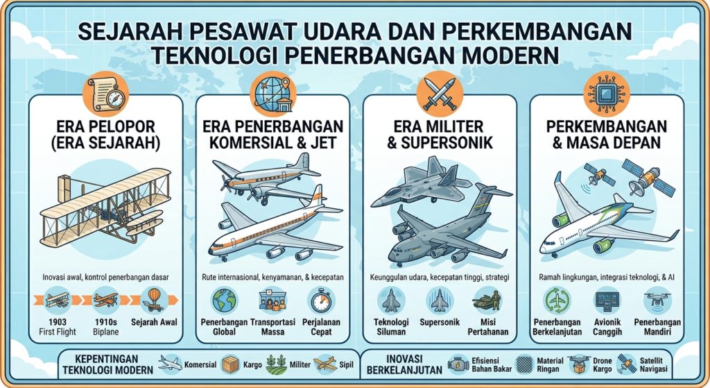 Sejarah Pesawat Udara dan Perkembangan Teknologi Penerbangan Modern