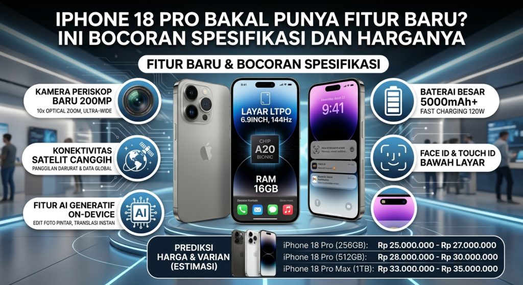 iPhone 18 Pro Bakal Punya Fitur Baru? Ini Bocoran Spesifikasi dan Harganya
