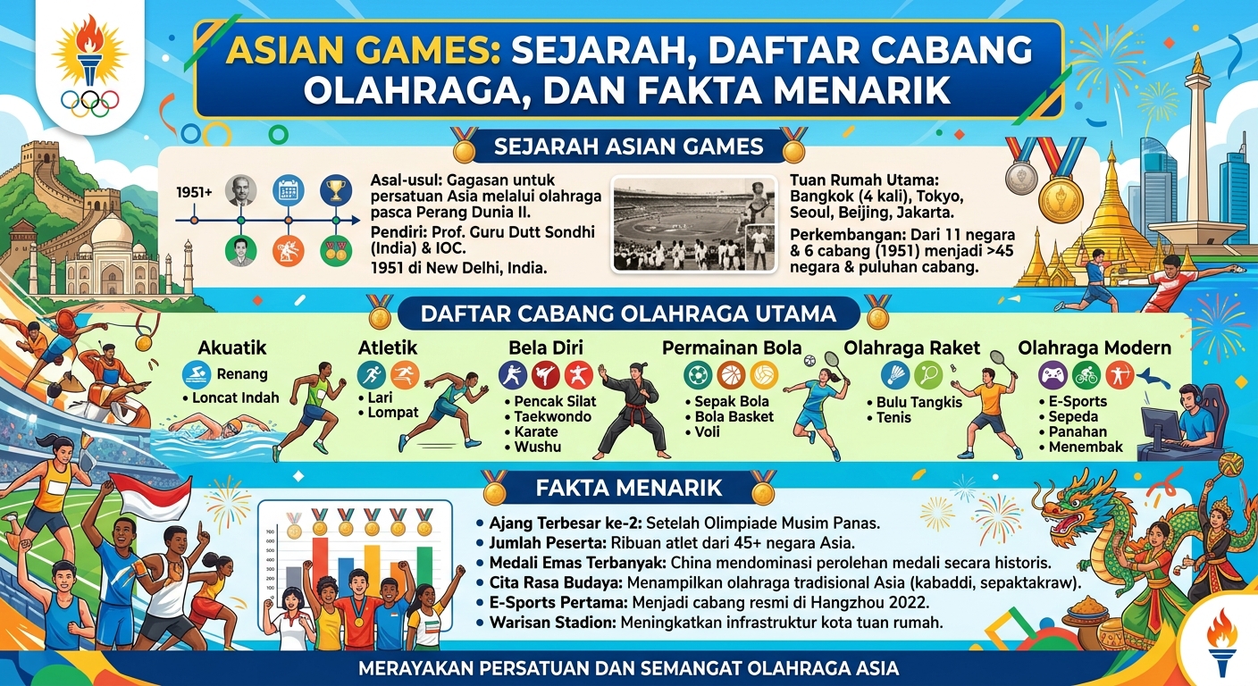 Asian Games: Sejarah, Daftar Cabang Olahraga, dan Fakta Menarik