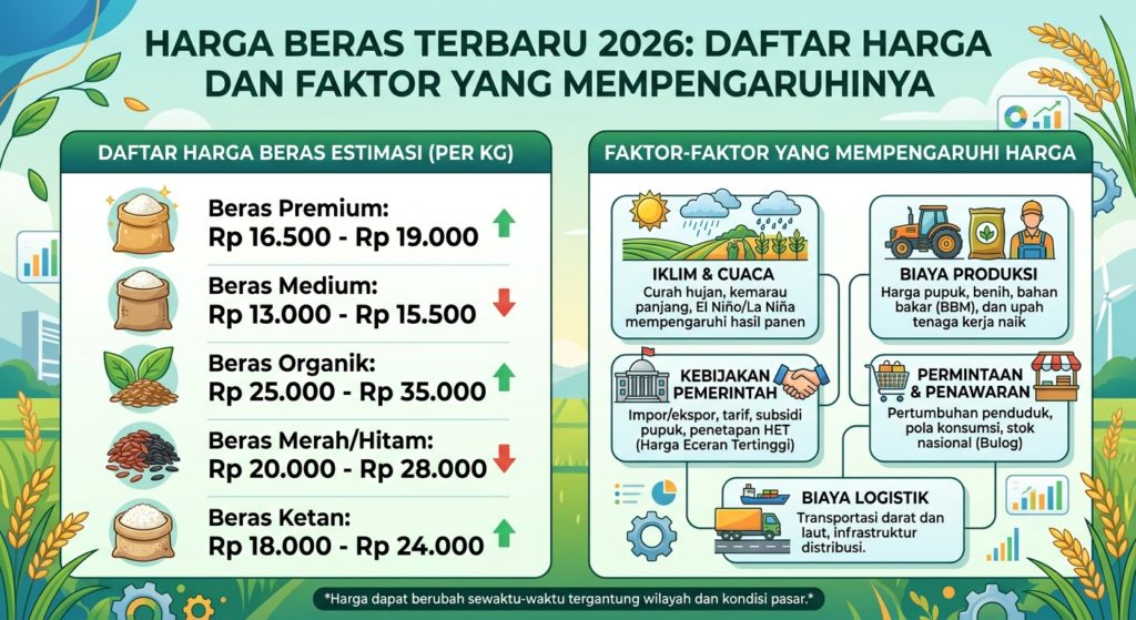 Harga Beras Terbaru 2026: Daftar Harga dan Faktor yang Mempengaruhinya