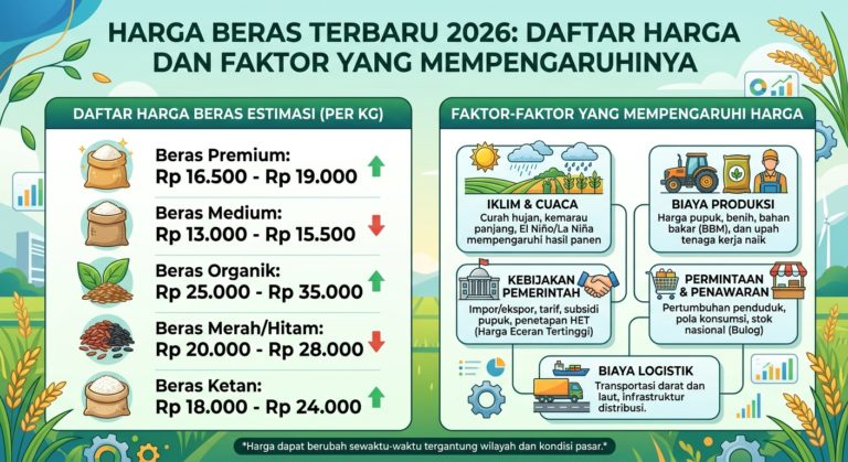 Harga Beras Terbaru 2026: Daftar Harga dan Faktor yang Mempengaruhinya