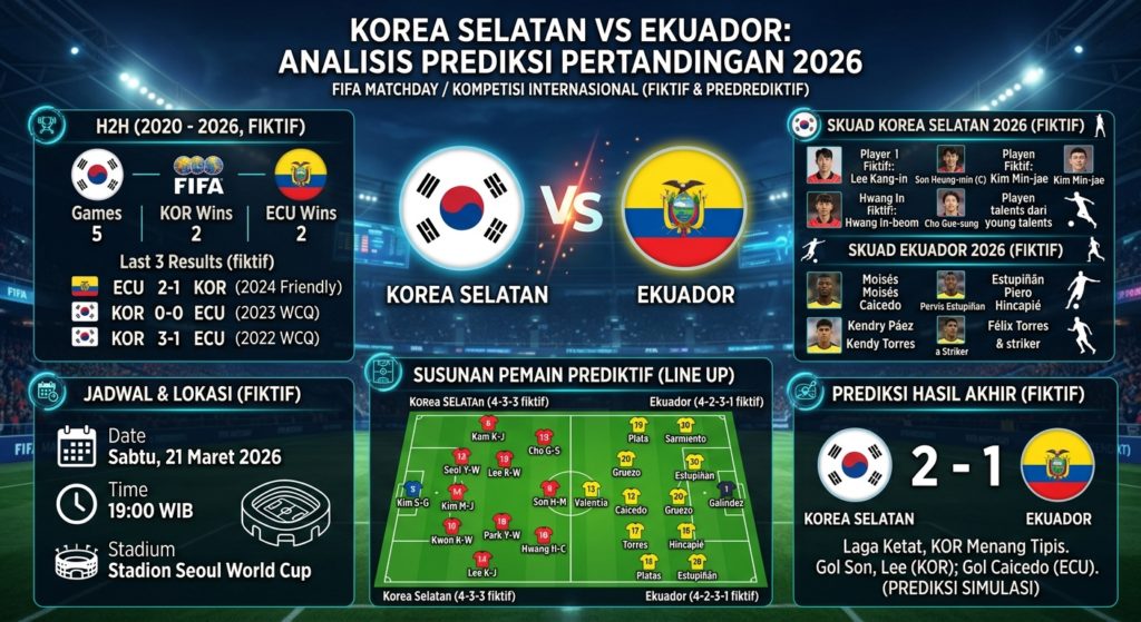 Korea Selatan vs Ekuador 2026: H2H, Skuad, Susunan Pemain, Jadwal, dan Hasil Pertandingan