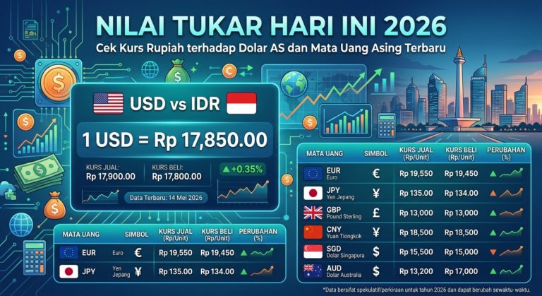 Nilai Tukar Hari Ini 2026: Cek Kurs Rupiah terhadap Dolar AS dan Mata Uang Asing Terbaru