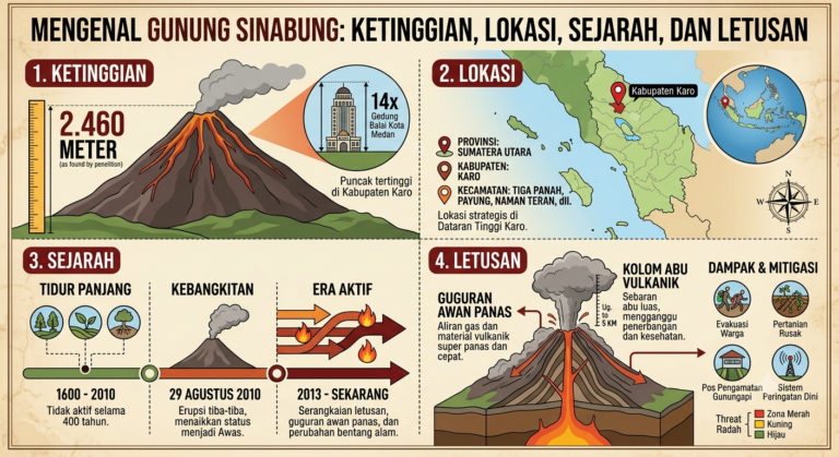 Mengenal Gunung Sinabung: Ketinggian, Lokasi, Sejarah, dan Letusan