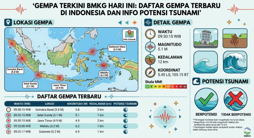 Gempa Terkini BMKG Hari Ini: Daftar Gempa Terbaru di Indonesia dan Info Potensi Tsunami
