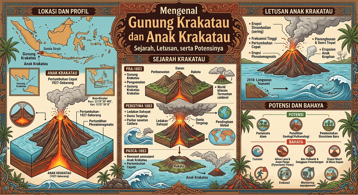 Mengenal Gunung Krakatau dan Anak Krakatau: Sejarah, Letusan, serta Potensinya