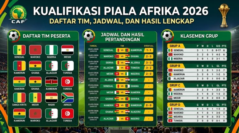 Kualifikasi Piala Afrika 2026: Daftar Tim, Jadwal, dan Hasil Lengkap
