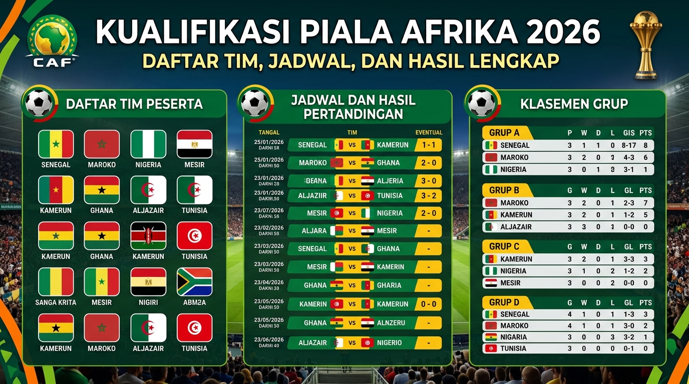Kualifikasi Piala Afrika 2026: Daftar Tim, Jadwal, dan Hasil Lengkap