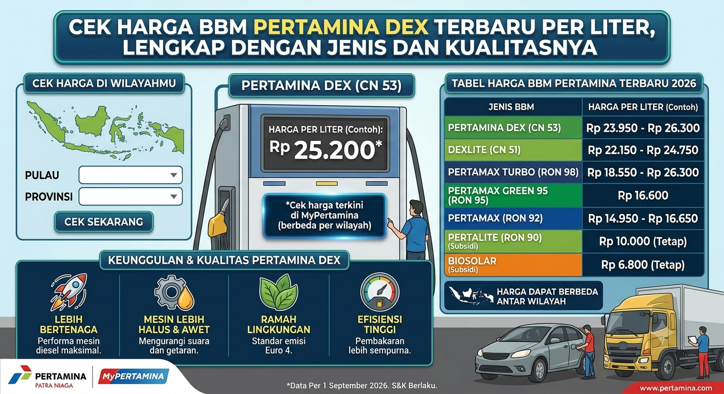 Cek Harga BBM Pertamina Dex Terbaru per Liter, Lengkap dengan Jenis dan Kualitasnya