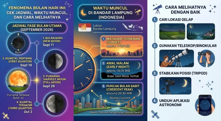 Fenomena Bulan Hari Ini: Cek Jadwal, Waktu Muncul, dan Cara Melihatnya
