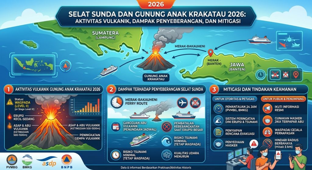 Selat Sunda dan Gunung Anak Krakatau 2026: Aktivitas Vulkanik, Dampak terhadap Penyeberangan, dan Mitigasi