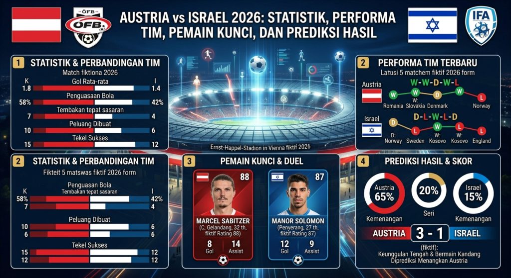 Jadwal Austria vs Israel 2026: Live Streaming, H2H, Line Up, dan Prediksi Skor