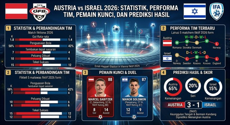 Jadwal Austria vs Israel 2026: Live Streaming, H2H, Line Up, dan Prediksi Skor