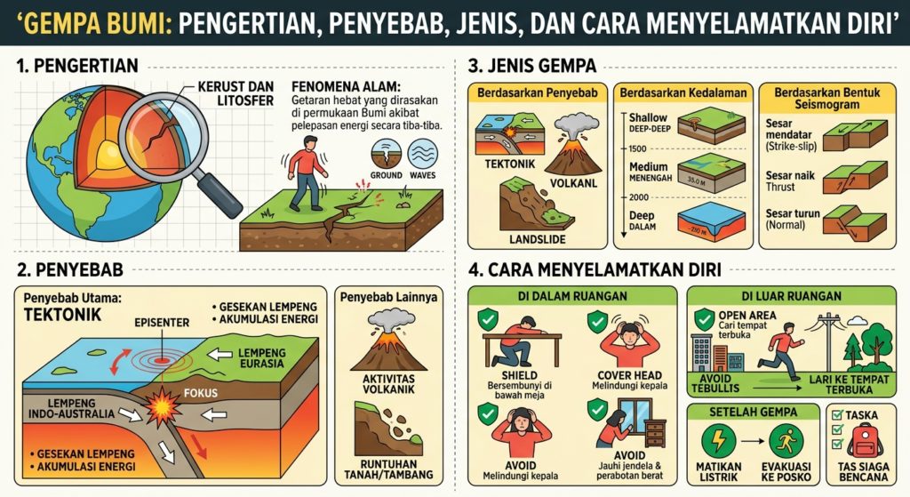 Gempa Bumi: Pengertian, Penyebab, Jenis, dan Cara Menyelamatkan Diri