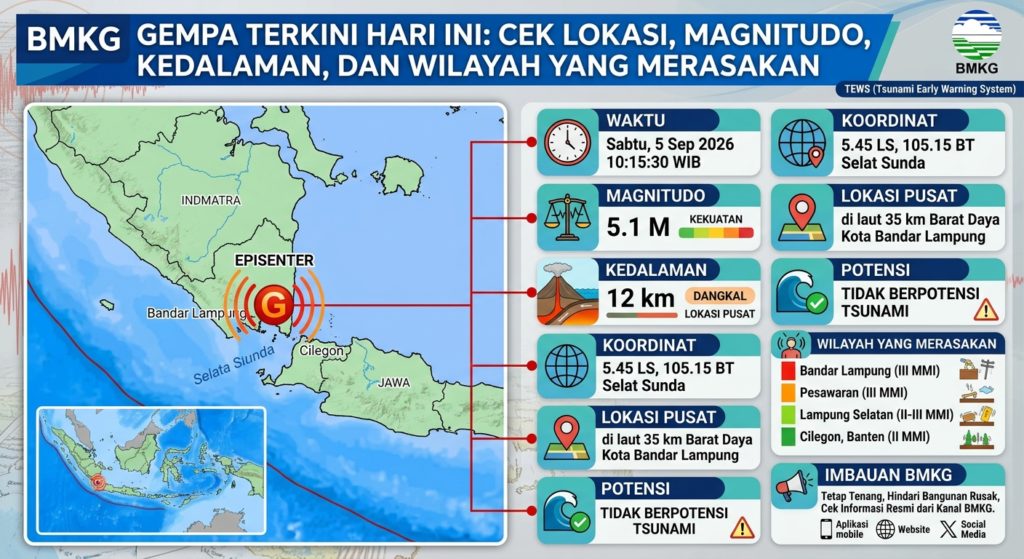 BMKG Gempa Terkini Hari Ini: Cek Lokasi, Magnitudo, Kedalaman, dan Wilayah yang Merasakan