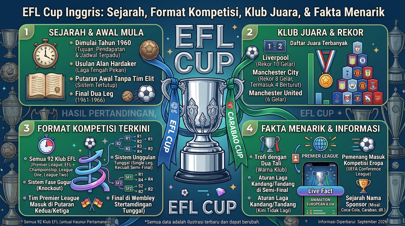 EFL Cup Inggris: Sejarah, Format Kompetisi, Klub Juara, dan Fakta Menarik