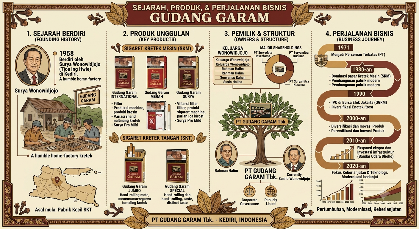 Gudang Garam: Sejarah Berdiri, Produk Unggulan, Pemilik, dan Perjalanan Bisnisnya