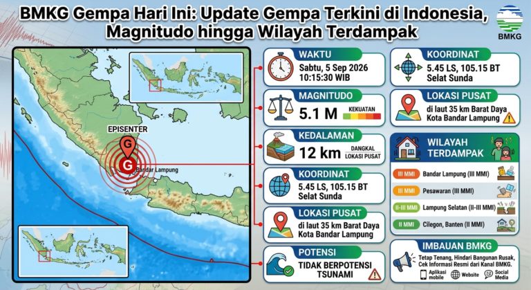 BMKG Gempa Hari Ini: Update Gempa Terkini di Indonesia, Magnitudo hingga Wilayah Terdampak