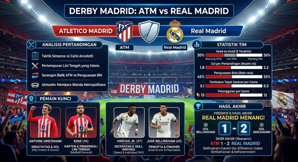 ATM vs Real Madrid: Analisis Pertandingan, Statistik, Pemain Kunci, dan Hasil Akhir Derby Madrid
