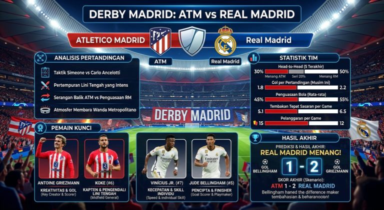 ATM vs Real Madrid: Analisis Pertandingan, Statistik, Pemain Kunci, dan Hasil Akhir Derby Madrid
