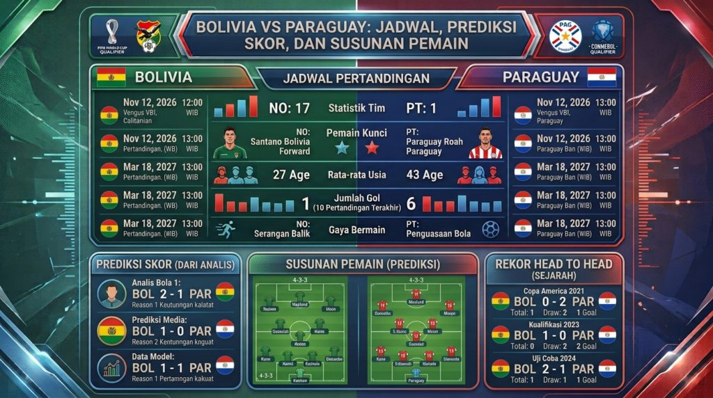 Bolivia vs Paraguay: Jadwal, Prediksi Skor, dan Susunan Pemain