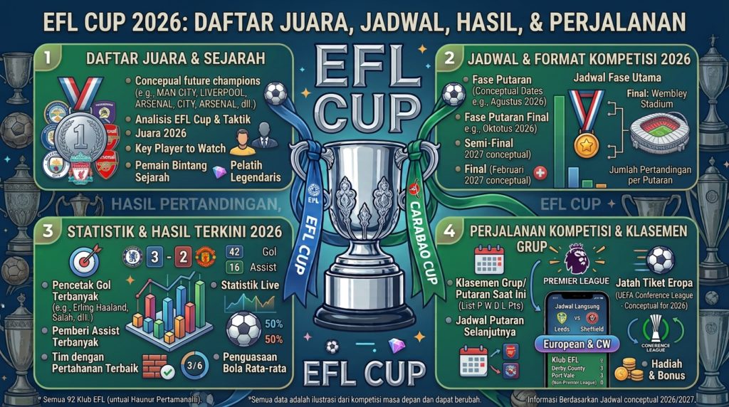 EFL Cup 2026: Daftar Juara, Jadwal Pertandingan, Hasil, dan Perjalanan Kompetisi
