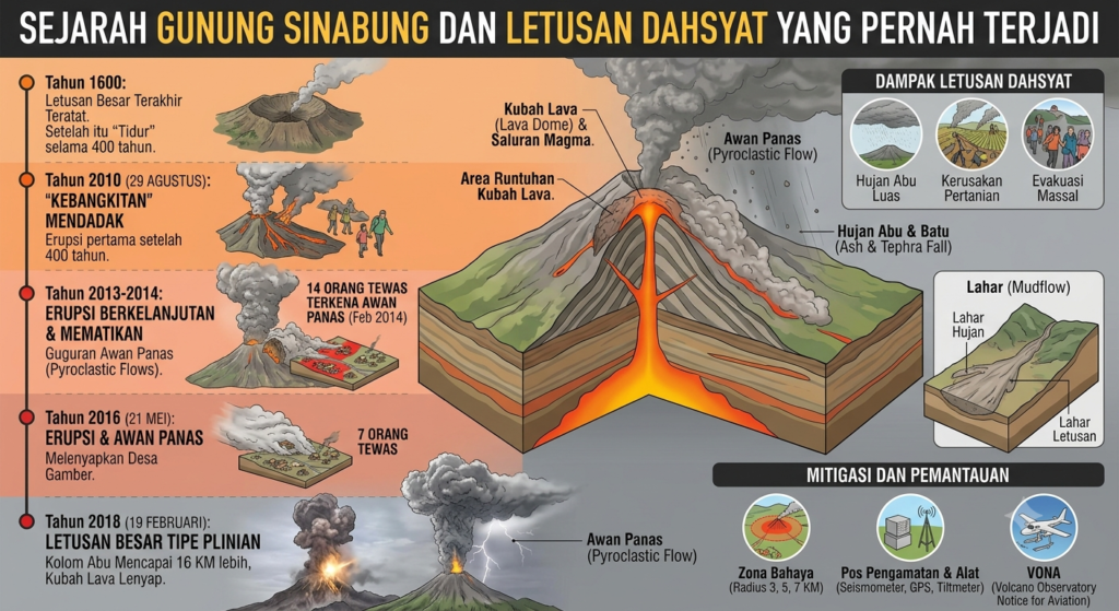 Sejarah Gunung Sinabung dan Letusan Dahsyat yang Pernah Terjadi