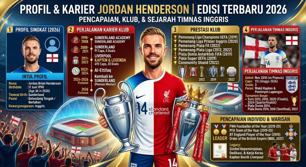 Jordan Henderson Terbaru 2026: Profil, Karier, Klub, Prestasi, dan Perjalanan di Timnas Inggris
