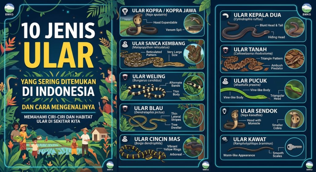 10 Jenis Ular yang Sering Ditemukan di Indonesia dan Cara Mengenalinya