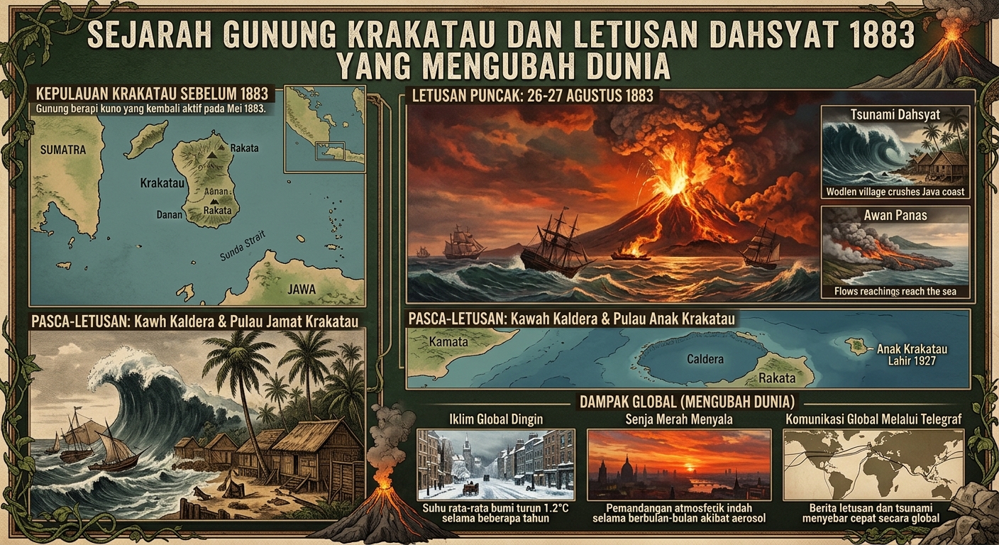 Sejarah Gunung Krakatau dan Letusan Dahsyat 1883 yang Mengubah Dunia