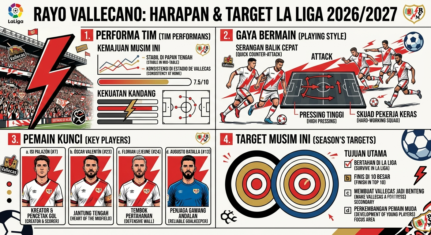 Rayo Vallecano di La Liga: Performa, Kekuatan Skuad, Pemain Kunci, dan Target Musim Ini