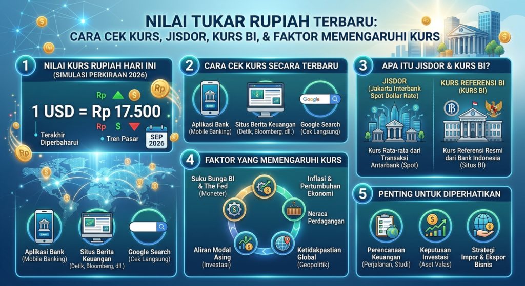 Nilai Tukar Rupiah Terbaru 2026: Cara Cek Kurs, JISDOR, Kurs BI, dan Faktor yang Memengaruhinya
