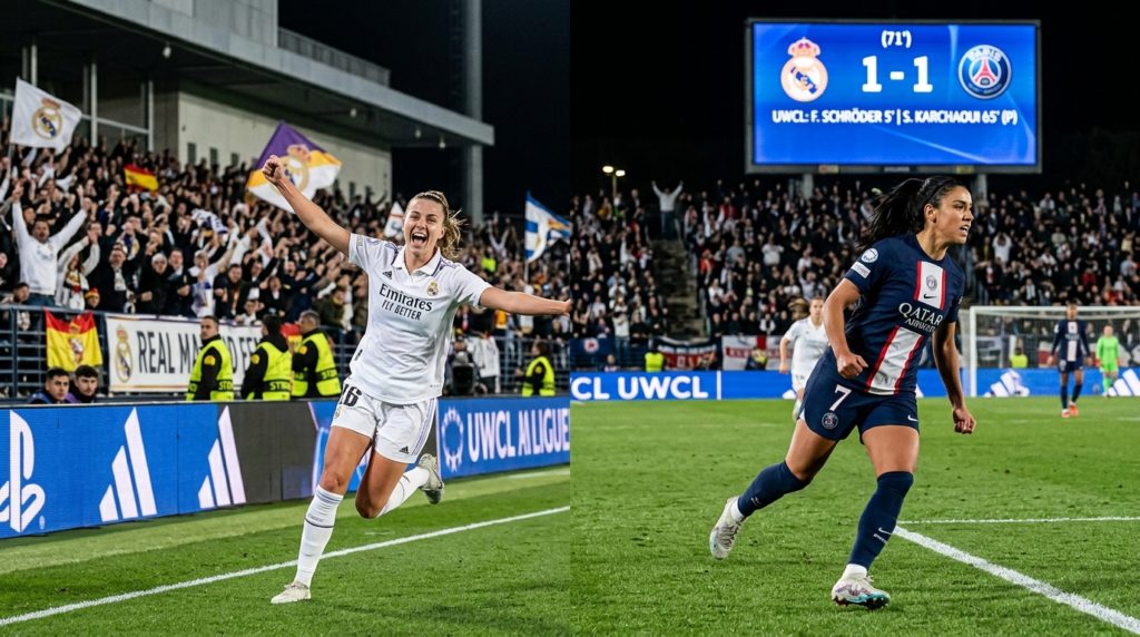 Hasil UWCL: Real Madrid Femenino vs PSG Women Berakhir Imbang 1-1, Gol Cepat Felicia Schröder Dibalas Penalti Sakina Karchaoui