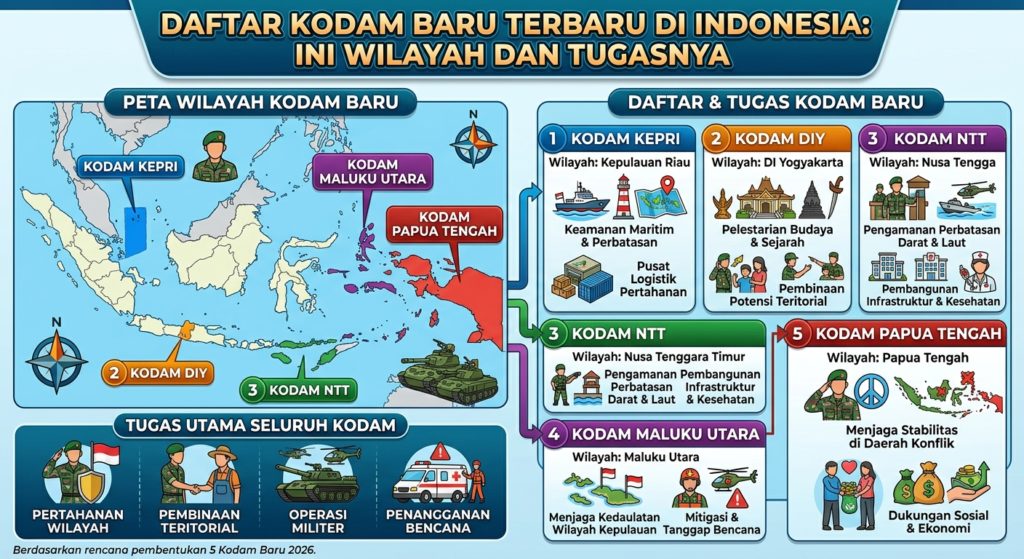 Daftar Kodam Baru Terbaru di Indonesia, Ini Wilayah dan Tugasnya