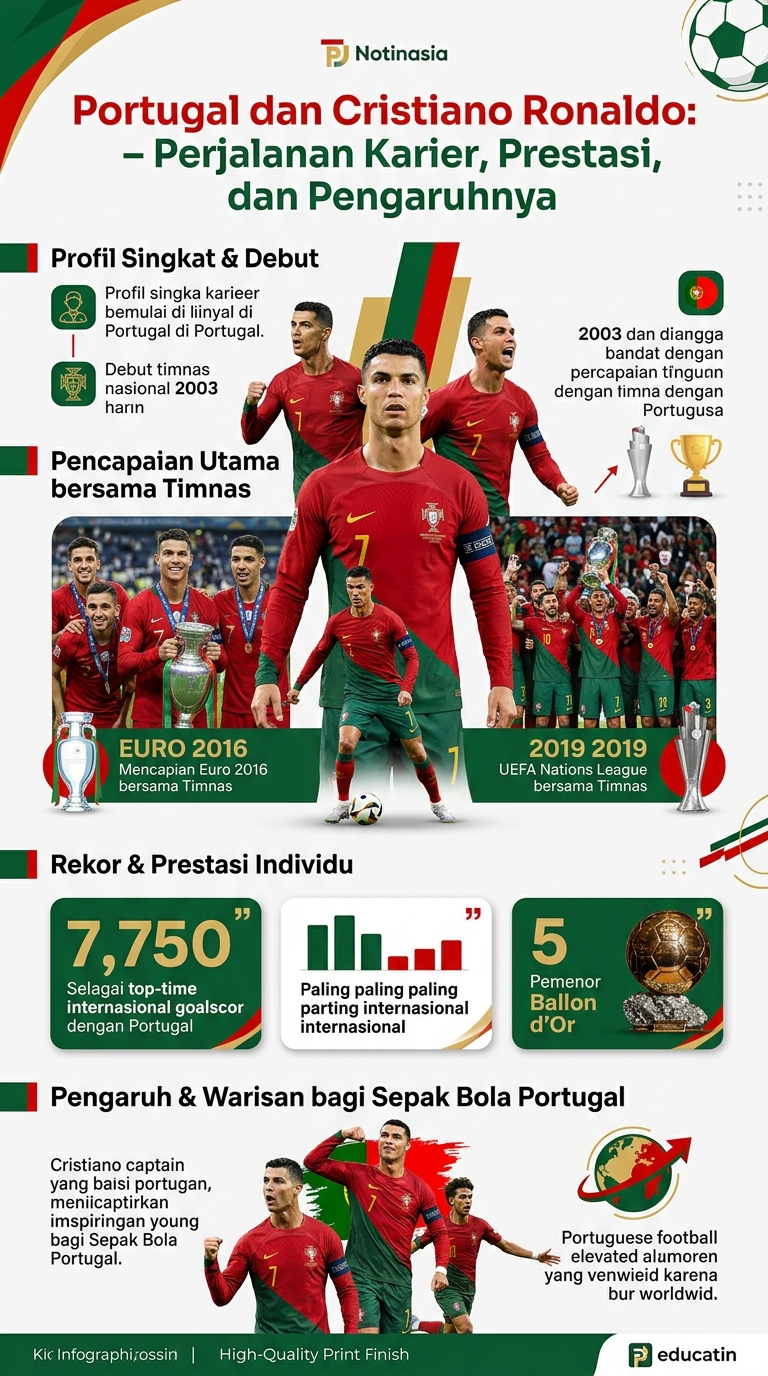 Portugal dan Cristiano Ronaldo: Perjalanan Karier, Prestasi, serta Pengaruhnya bagi Tim Nasional