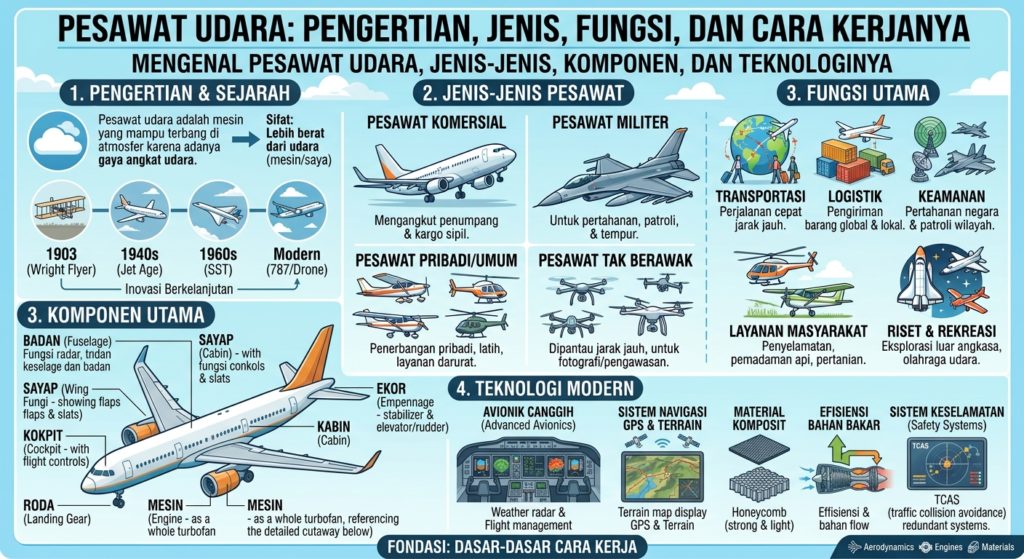 Mengenal Pesawat Udara, Jenis-Jenis, Komponen, dan Teknologinya