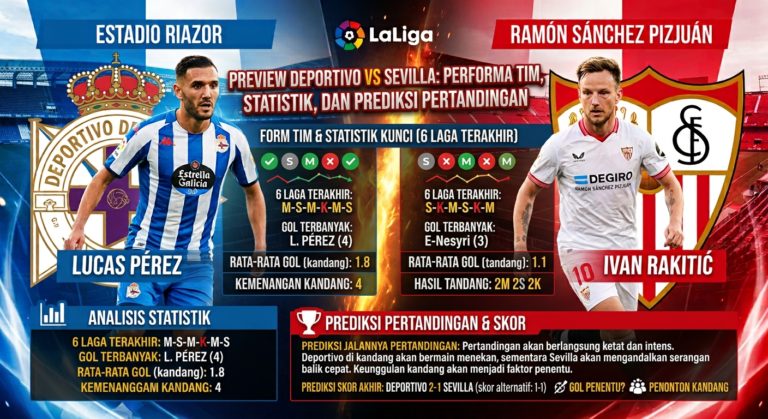Preview Deportivo vs Sevilla: Performa Tim, Statistik, dan Prediksi Pertandingan