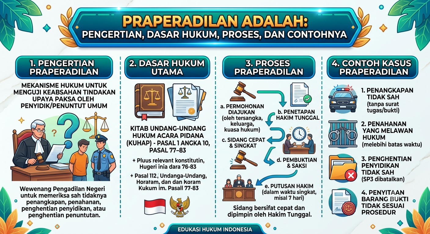 Praperadilan Adalah: Pengertian, Dasar Hukum, Proses, dan Contohnya